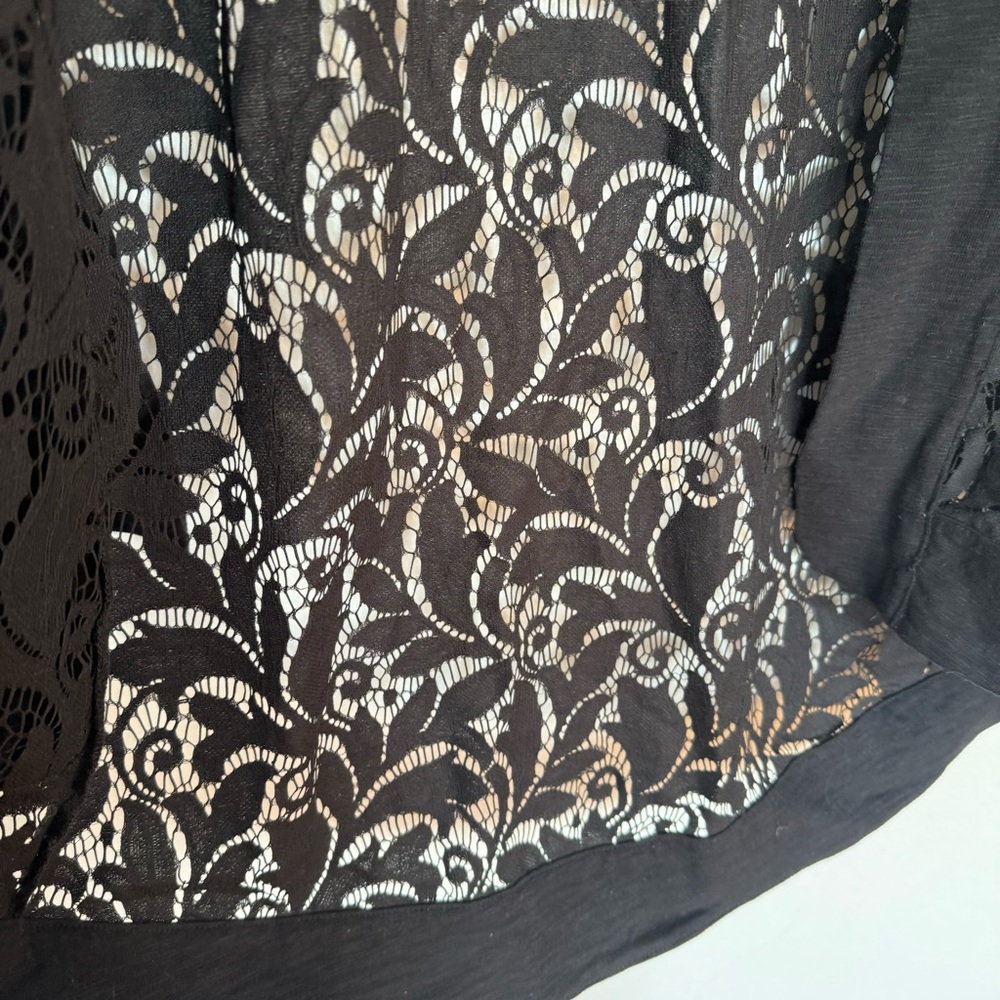 LOGO by Lori Goldstein Lace Open Front Slub Cardigan Sweater Sz M - Picture 8 of 13
